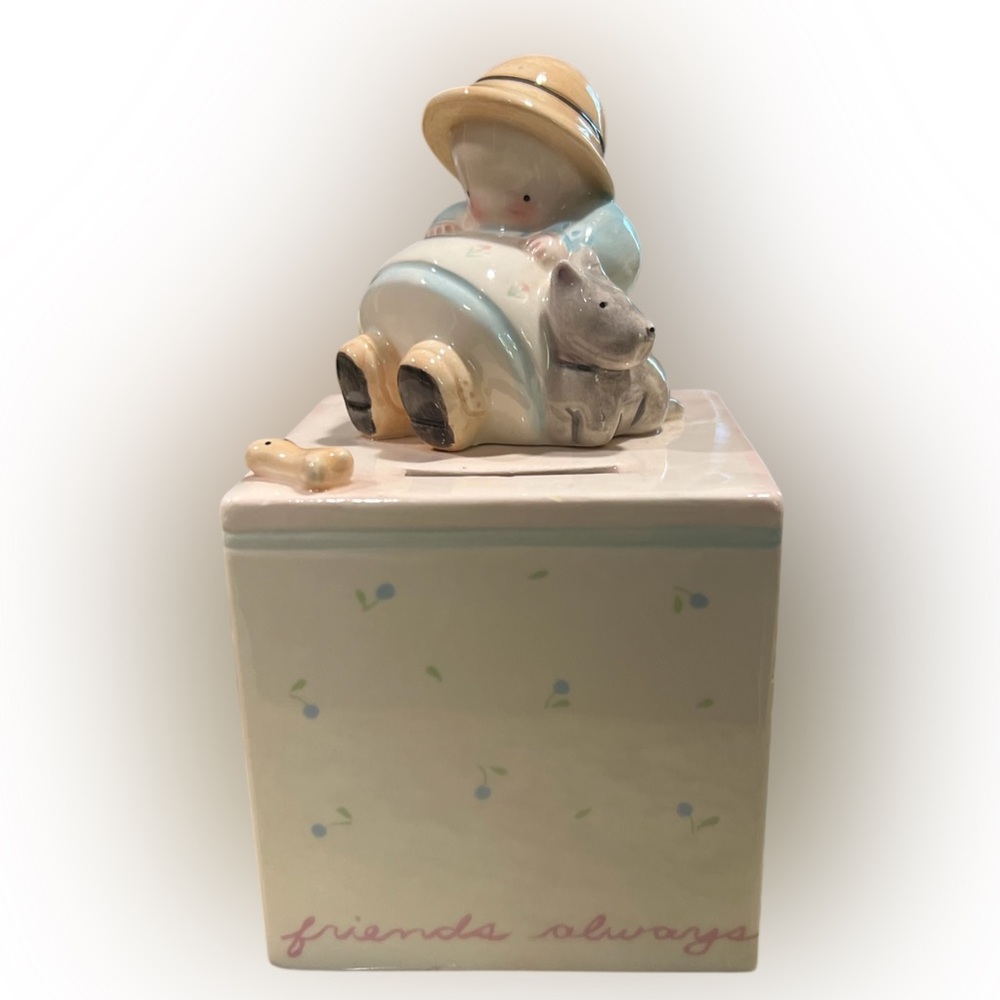 EUC~ "Sweet Pea and Muffin" ceramic coin bank by Michel & Company.